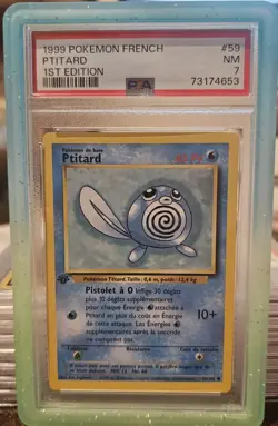 Pokemon TCG Poliwag Base Set, 1st Edition Common French Psa 7 - Image 1