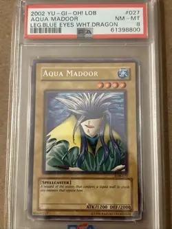 Yu-Gi-Oh! 2002 Aqua Madoor Legend of Blue Eyes White Dragon PSA 9 Rare 027 - Image 1