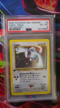 PSA 6 Pokemon Neo Genesis 1st Edition Holo Lugia 9/111 - Image 1