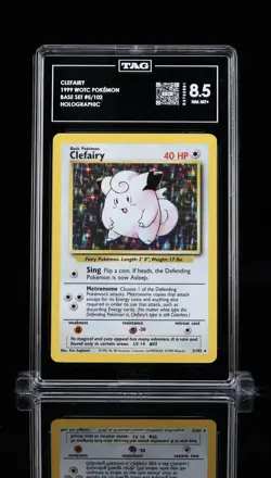 CLEFAIRY 1999 WOTC POKEMON #5/102 BASE SET HOLO TAG 8.5 🔥 - Image 1
