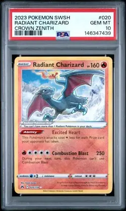 2023 Pokemon SWSH Crown Zenith Radiant Charizard #020 PSA 10 Gem Mint! - Image 1