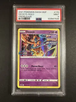 2021 Pokemon SWSH BSP Prerelease #170 Deoxys Holo PSA 9 MINT - Image 1