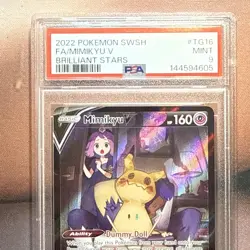 2022 POKEMON SWORD & SHIELD BRILLIANT STARS #TG16 FULL ART/MIMIKYU V PSA 9 - Image 3