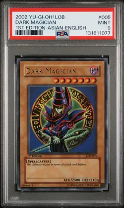 2002 YU-GI-OH! LOB-LEGEND OF BLUE EYES WHITE DRAGON #005 DARK MAGICIAN PSA 9 - Image 1