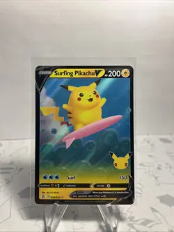 Surfing Pikachu V 008/025 Celebrations - Pokemon Card - NM - Image 2