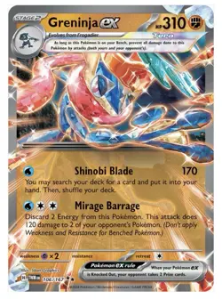 Greninja ex 106/167 Twilight Masquerade Double Rare Pokemon Card NM/M - Image 1