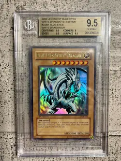 Yu-Gi-Oh! Blue Eyes White Dragon 1st Ed LOB-001 Legend of Blue Eyes BGS 9.5 Card - Image 2