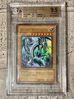 Yu-Gi-Oh! Blue Eyes White Dragon 1st Ed LOB-001 Legend of Blue Eyes BGS 9.5 Card - Image 3
