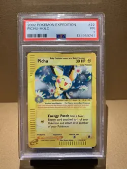 Pokemon Pichu 22/165 Expedition Base Set 30 HP Holo Rare Holo PSA 1 Card - Image 1