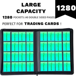 16 Pocket Trading Card Binder – Holds 1280 Cards, Large Capacity 4x4 Card - Image 4