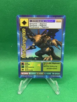 Digimon MetalGreymon DW-01 Rare Holo Card PlayStation Promo Bandai 1999 - Image 1