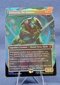 Leonardo, the Balance (Borderless) FOIL 1 MTG Teenage Mutant Ninja Turtle TMT NM - Image 1