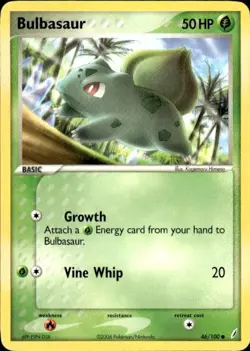 Vintage Wotc Pokemon Bulbasaur Crystal Guardians 46/100 Light Play LP - Image 1
