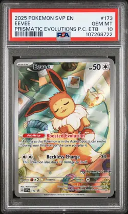 2025 POKEMON SVP PRISMATIC EVOLUTIONS POKEMON CENTER ETB PROMO #173 EEVEE PSA 10 - Image 3