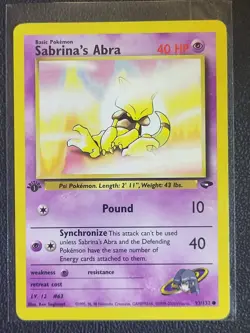 Pokemon TCG Sabrina's Abra #93 Gym Challenge Set 1st Edition Common Psychic NM - Image 1