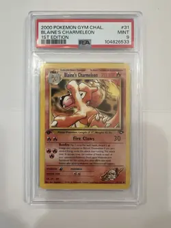 2000 Pokemon BLAINE'S CHARMELEON 31/132 1st Edition Gym Challenge Card PSA 9 - Image 1