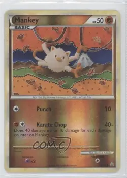 Mankey Reverse Foil Pokemon HeartGold & SoulSilver Unleashed #53 2010 - Image 1