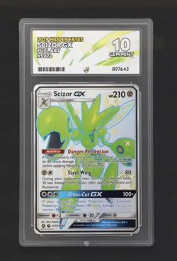 Pokemon Scizor GX SV72/SV94 Hidden Fates Shiny Full Art 2019 ACE 10 Gem Mint - Image 1