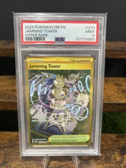 2025 POKEMON DRI EN-DESTINED RIVALS HYPER RARE #243 JAMMING TOWER PSA 9 - Image 1
