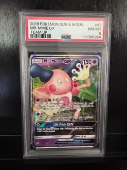 2019 Mr. Mime GX Pokemon Sun & Moon Team Up PSA 8 - Image 2