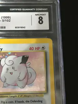 CGC 8 Pokemon Base Set Unlimited Holo Rare Clefairy 5/102 NM/MINT - Image 4