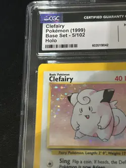 CGC 8 Pokemon Base Set Unlimited Holo Rare Clefairy 5/102 NM/MINT - Image 5