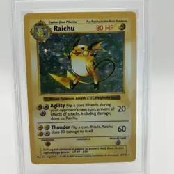 1999 POKEMON BASE SET SHADOWLESS #14 RAICHU-HOLO PSA 8 - Image 2