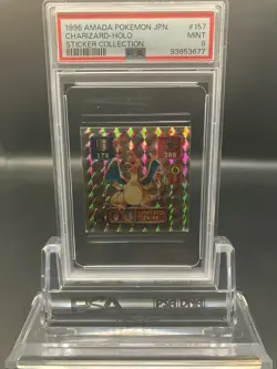 1996 AMADA POKEMON JPN. #157 CHARIZARD-HOLO MINT STICKER COLLECTION PSA 9 POP 16 - Image 1