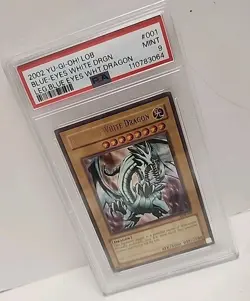 2002 Yu-Gi-Oh! LOB Blue-Eyes White Dragon #001 PSA 9 MINT - Image 1