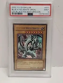 2002 Yu-Gi-Oh! LOB Blue-Eyes White Dragon #001 PSA 9 MINT - Image 2