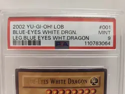 2002 Yu-Gi-Oh! LOB Blue-Eyes White Dragon #001 PSA 9 MINT - Image 3
