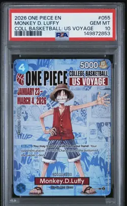 One Piece PSA 10 Monkey D Luffy Promo 2026 P-055 College Basketball English - Image 1