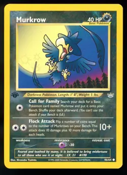 Murkrow Neo Revelation 46/64 Regular 1st Edition Common Pokemon Card WOTC - Image 1