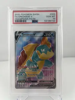 PSA 10 GEM MINT Drednaw V 069/073 Champion's Path FULL ART Pokemon Card - Image 1