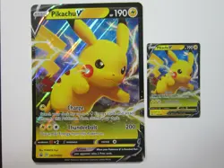 PIKACHU V JUMBO & REGULAR PAIR HOLO POKEMON CARD SWSH061 PROMO OVERSIZED NP NM - Image 1