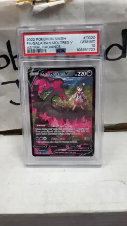 2022 GALARIAN MOLTRES V FULL ART ASTRAL RADIANCE POKEMON PSA 10 GEM MINT #TG20 - Image 2