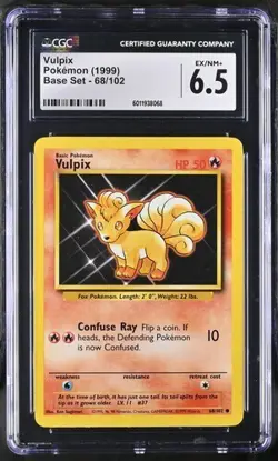 POKEMON Vulpix Base Set 68/102 Regular 1999 Base Set CGC 6.5 - Image 1