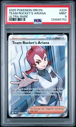2025 POKEMON DRI EN-DESTINED RIVALS ULTRA RARE #224 TEAM ROCKET'S ARIANA PSA 9 - Image 1