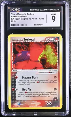 CGC 9 MINT Team Magma's Torkoal EX Team Magma Vs Aqua 12/95 Holo SWIRL Pokemon - Image 1