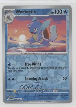 Wartortle Reverse Foil Pokemon Scarlet & Violet 151 MEW #008 - Image 1
