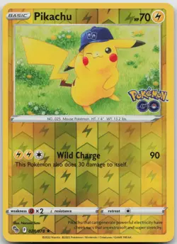 Pikachu (28) Holo Rare Pokemon GO 028/078 NM - Image 1
