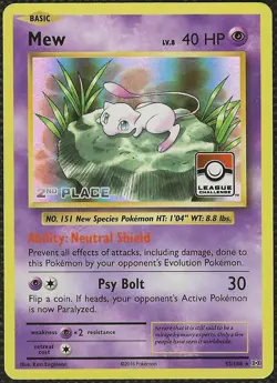 Pokemon MEW 53/108 League Challenge 2nd Place Promo Evolutions English NM - Image 1