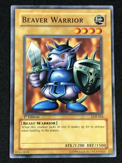 YUGIOH BEAVER WARRIOR LOB-064 1ST ASIAN ENGLISH (NM) - Image 1