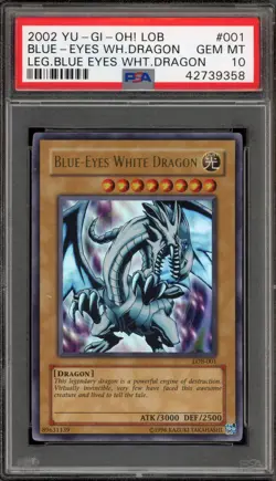 Yu-Gi-Oh! Blue-Eyes White Dragon Legend/Blue-Eyes 2010-17 Reprint LOB-001 PSA 10 - Image 1