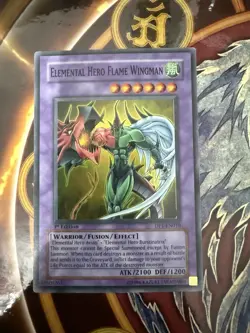 Yu-Gi-Oh TCG Elemental Hero Flame Wingman 1st Edition Super Rare DP1-EN010 - Image 3