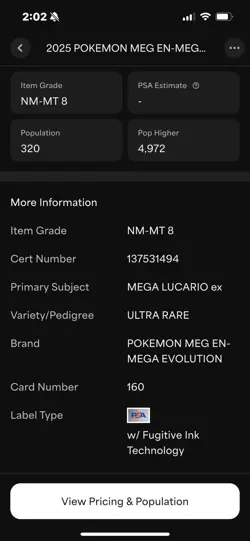 PSA 8 Mega Lucario EX Full Art Mega Evolution Pokemon Card ✊ - Image 3