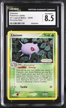 CGC 8.5 Cascoon 2006 EX Legend Maker 30/92 Reverse Holo Stamped Pokemon Card - Image 1