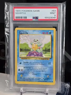 Pokemon Squirtle 63/102 Base Set Regular 40 HP Common English PSA 9 Card - Image 1