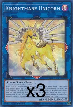 3X Yugioh Knightmare Unicorn RA01-EN043 Secret Rare 1st Edition NM - Image 1