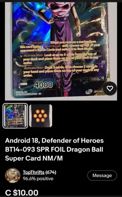 Dragon Ball Super Card Game Lot ×4 Total NM/M - Image 3